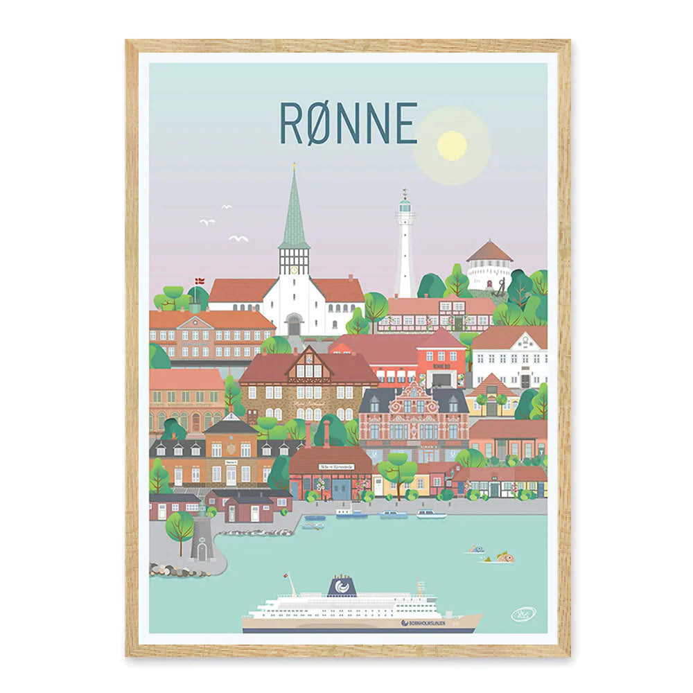 Rønne Bornholm plakat - gave byplakat